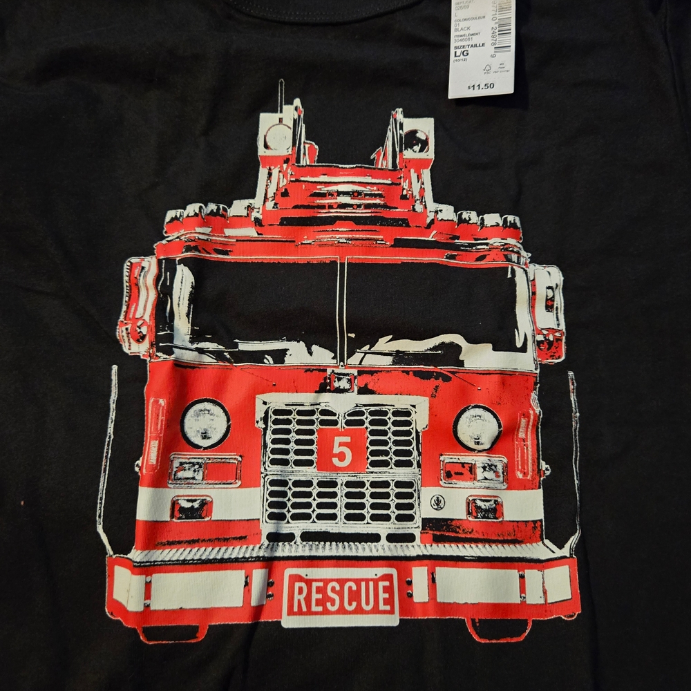 The Children's Place Black and Red Fire Truck Tee